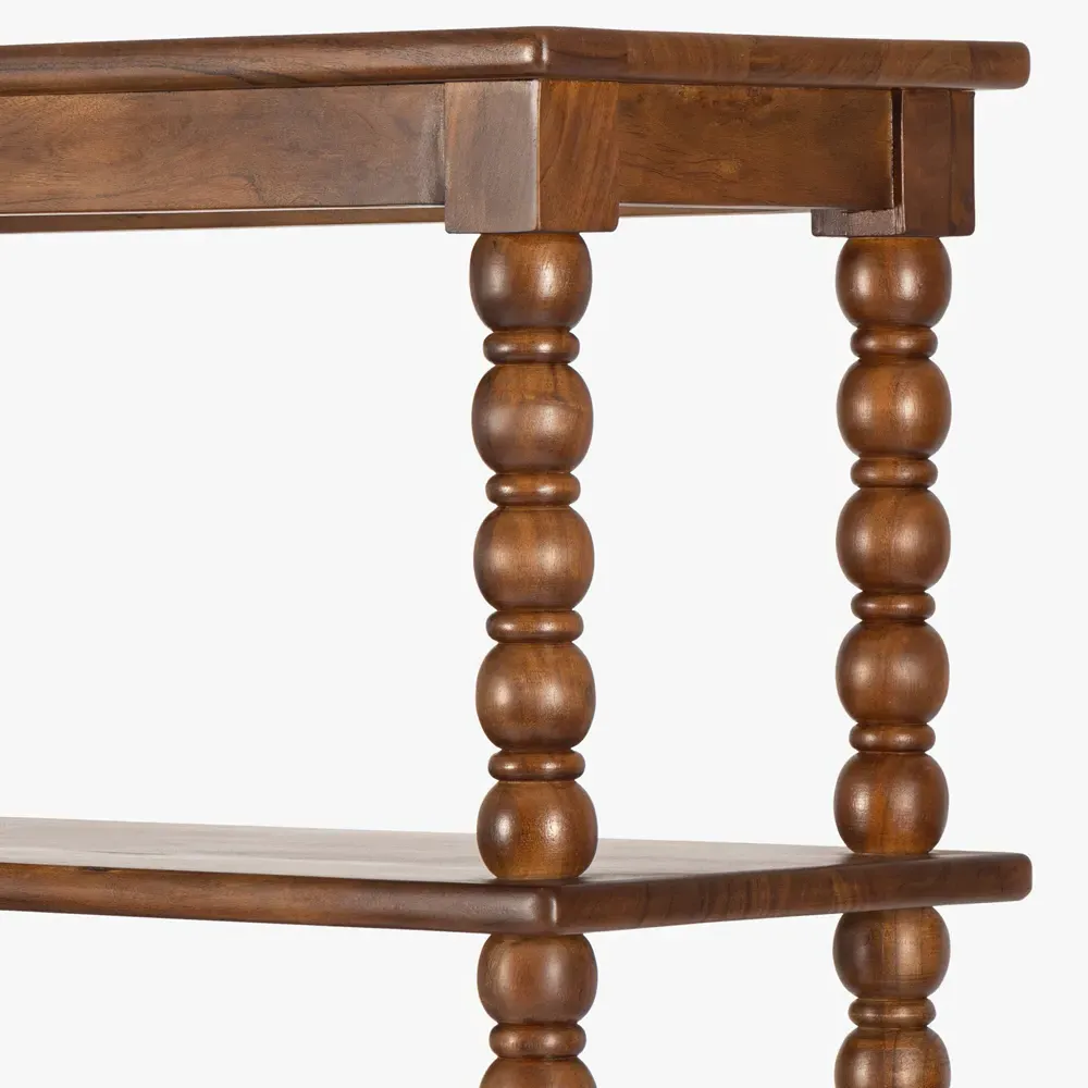 Thomas Spindle Bookcase - Brown, Acacia Wood