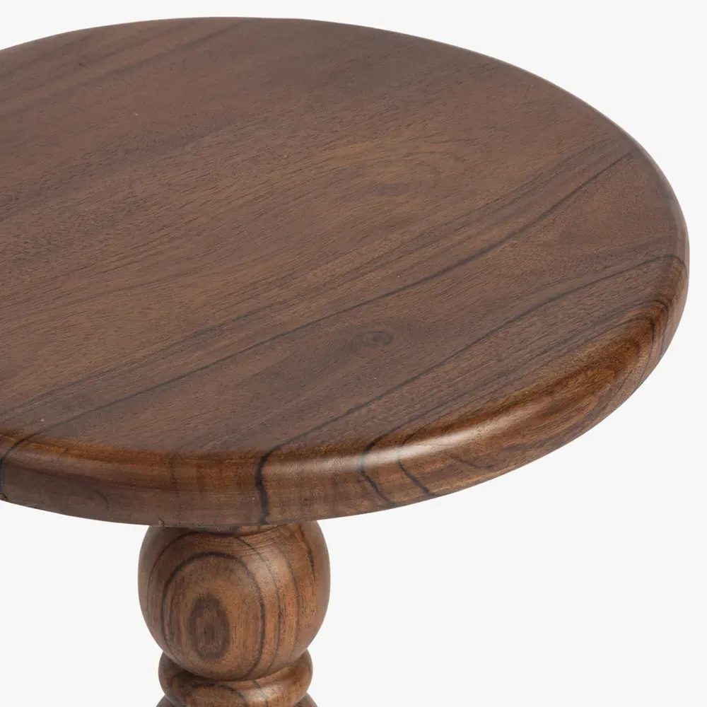 Thomas Spindle Drink Table - Brown, Acacia Wood