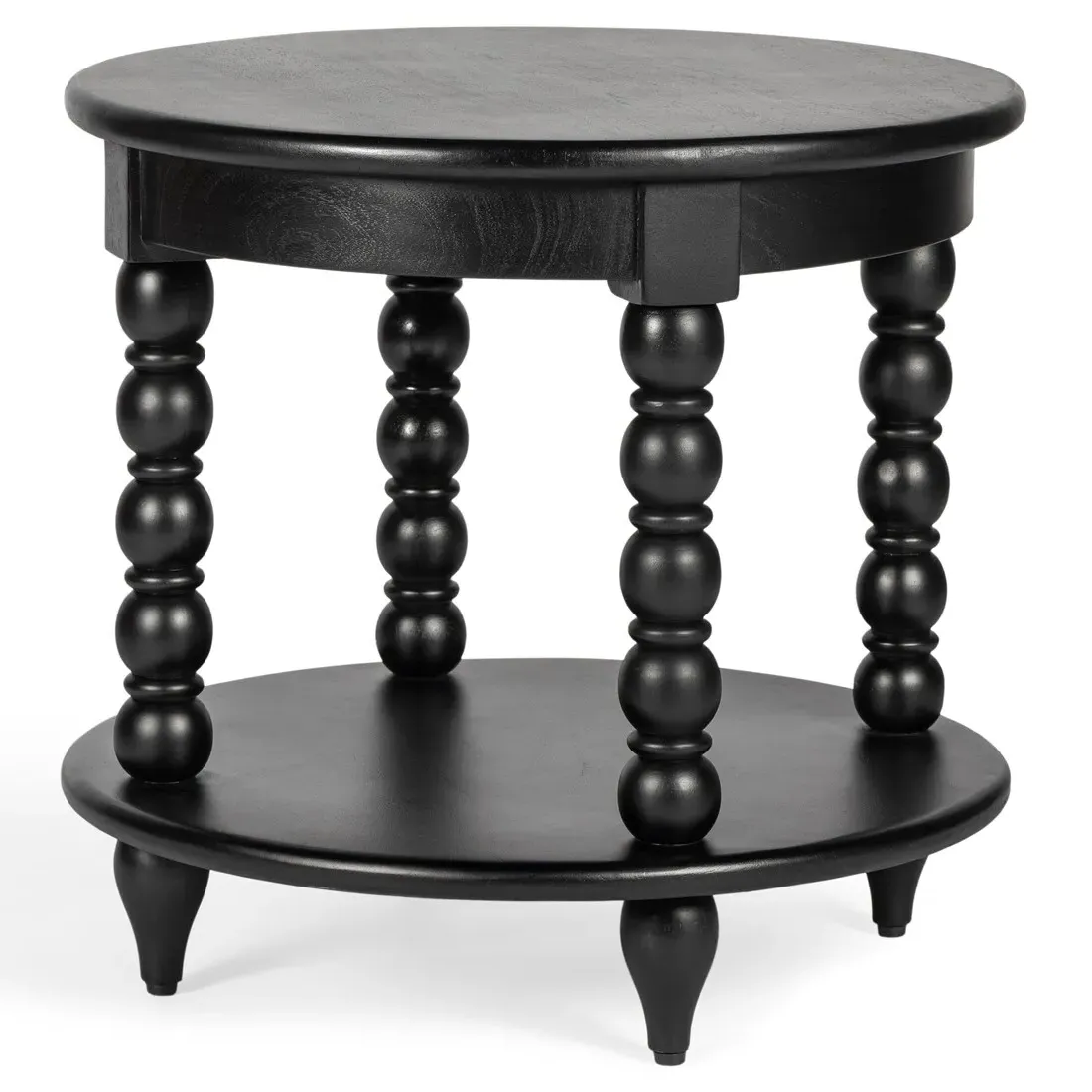 Thomas Spindle End Table - Black, Acacia Wood