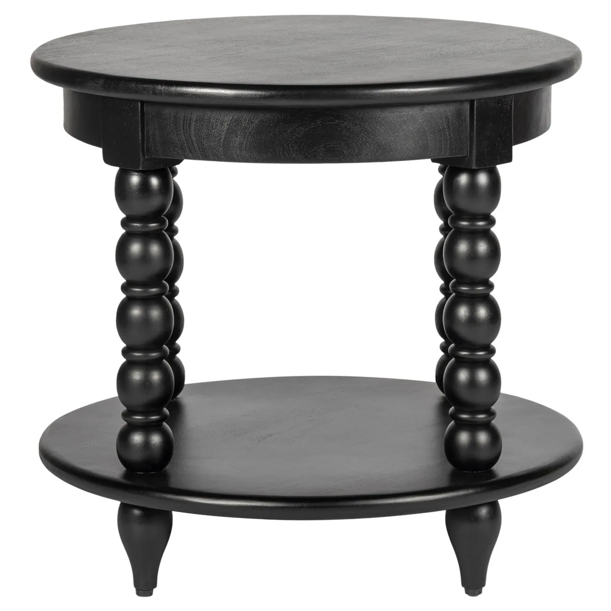 Thomas Spindle End Table - Black, Acacia Wood