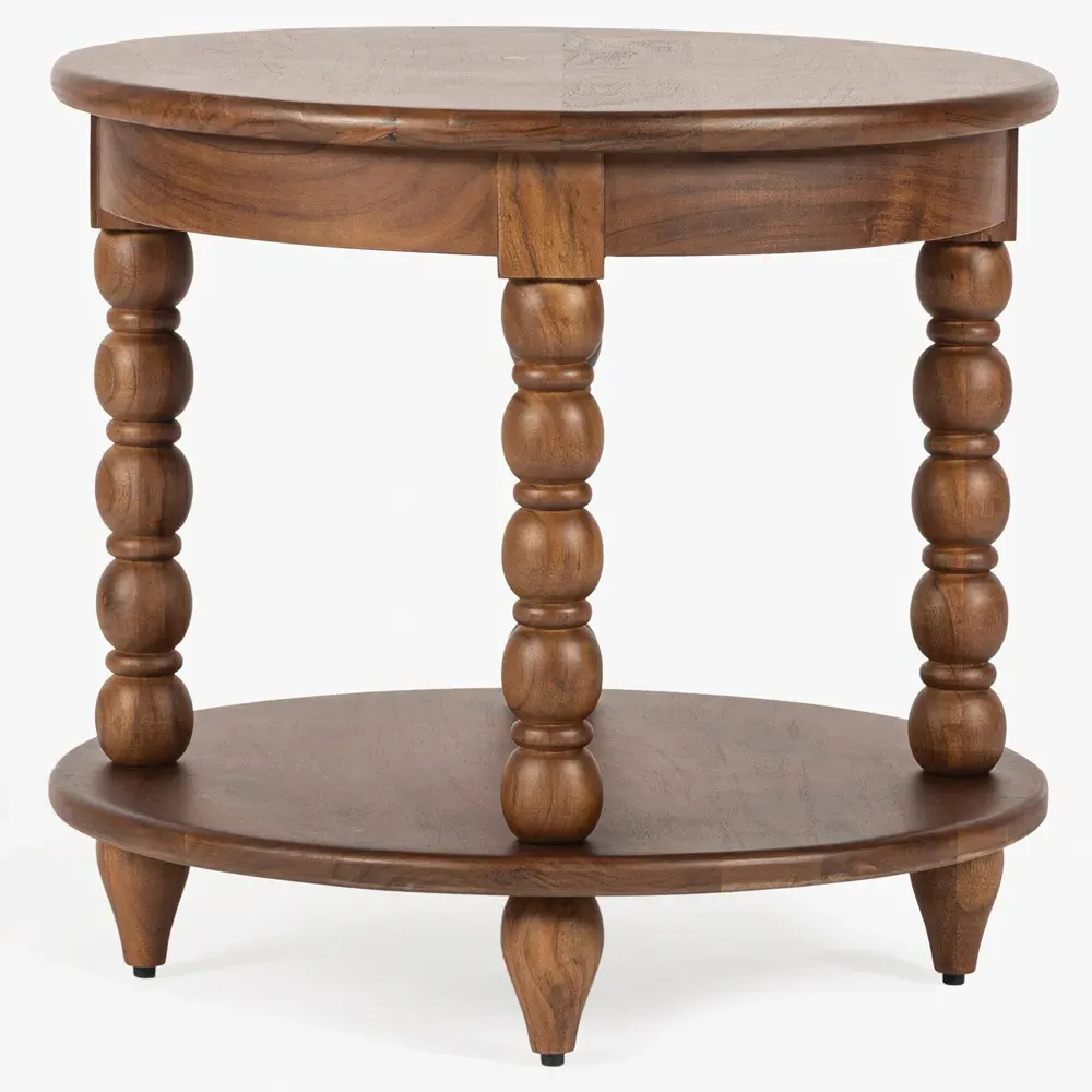 Thomas Spindle End Table - Brown, Acacia Wood