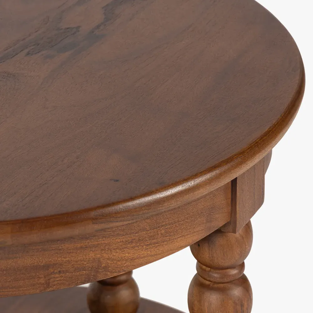 Thomas Spindle End Table - Brown, Acacia Wood
