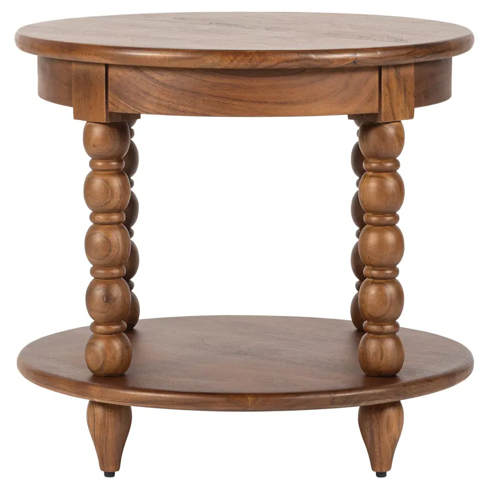 Thomas Spindle End Table - Brown, Acacia Wood