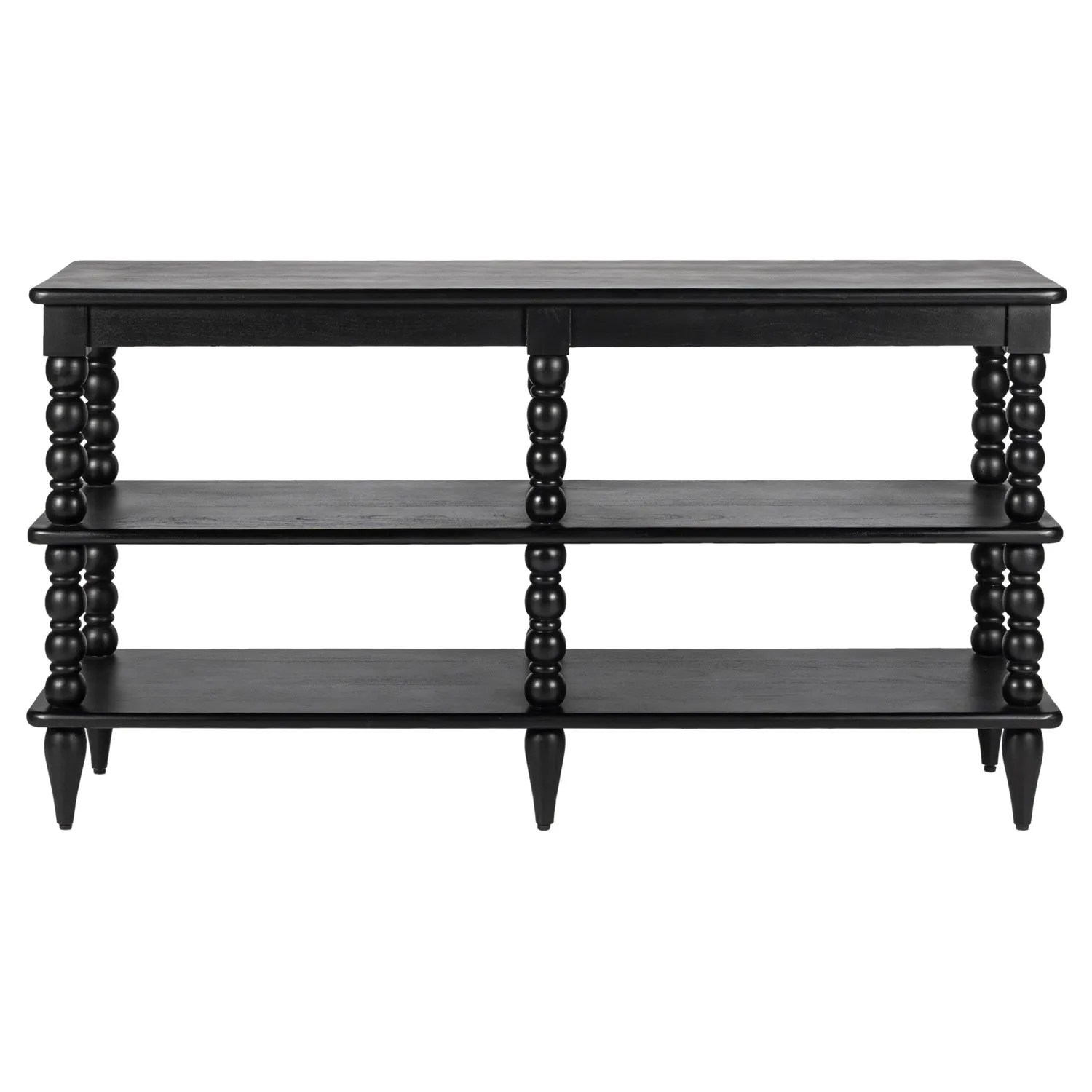 Thomas Spindle Wide Bookcase - Black, Acacia Wood