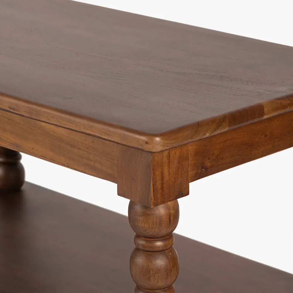 Thomas Wide Spindle Bookcase - Brown, Acacia Wood