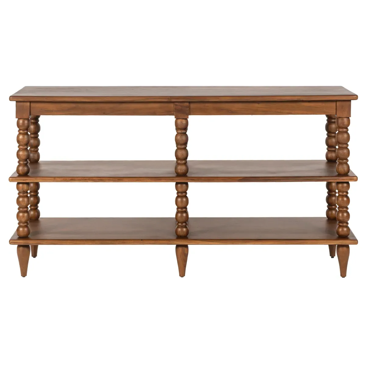 Thomas Wide Spindle Bookcase - Brown, Acacia Wood