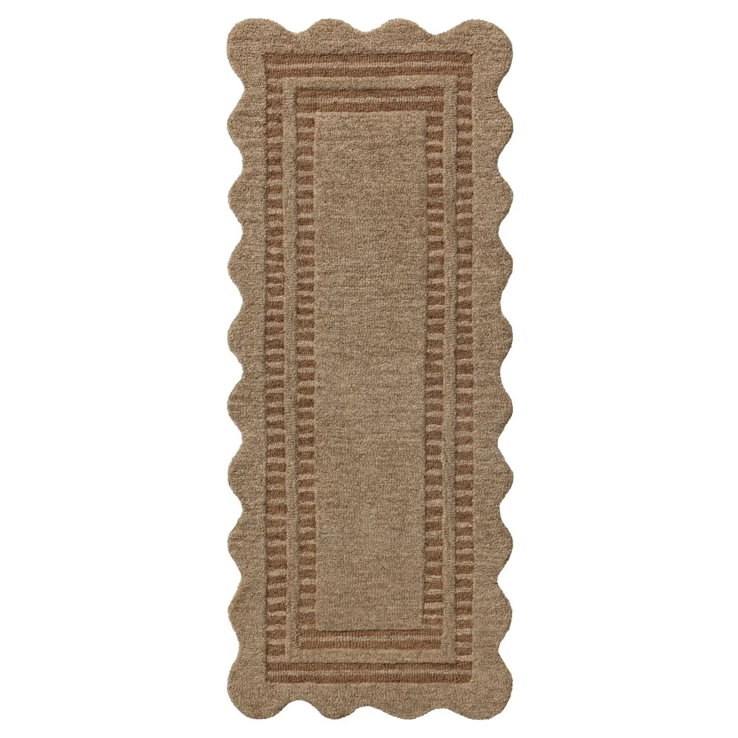 Thoren Scalloped Patterned Rug - Brown, Wool