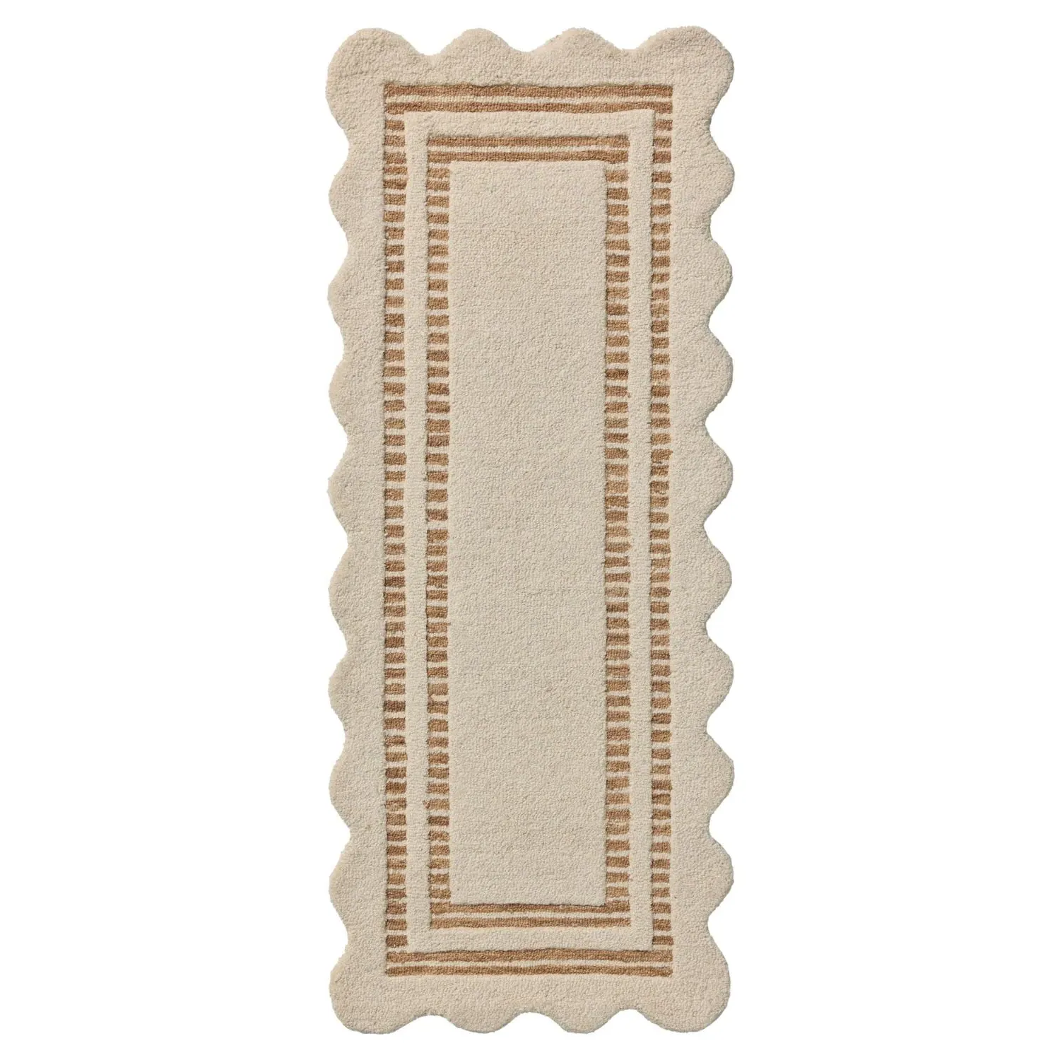 Thoren Scalloped Patterned Rug - Cream, Wool