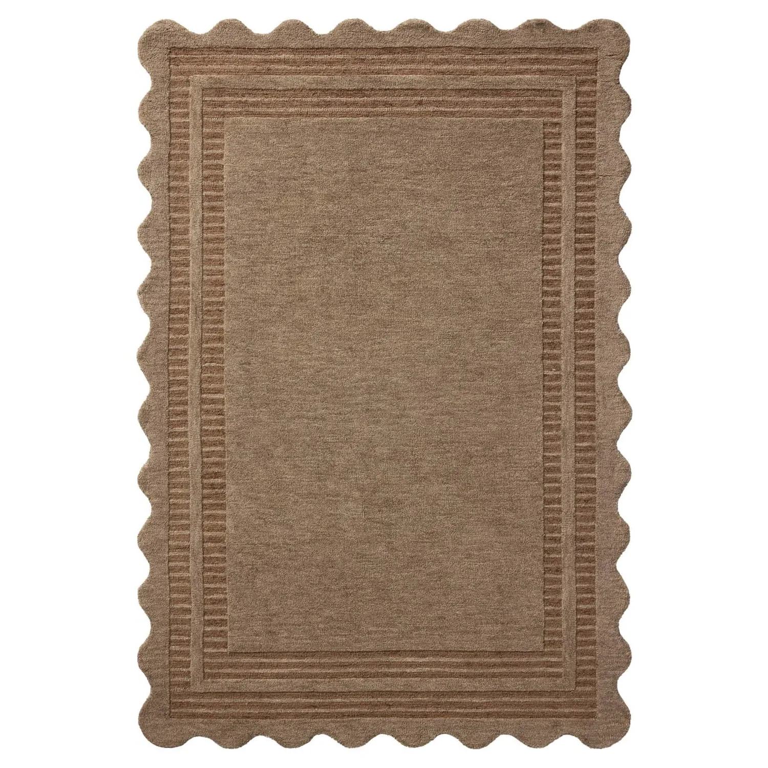Thoren Scalloped Patterned Rug Sample - Brown, Wool image