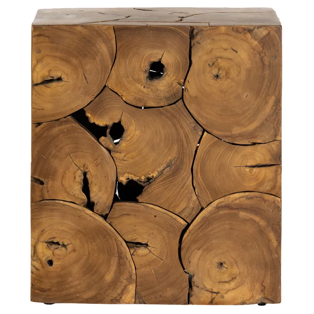 Thorn Square Block Outdoor End Table - Natural, Teak image