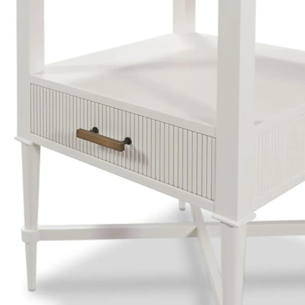 Thornapple Nightstand - Dove White, Hardwood