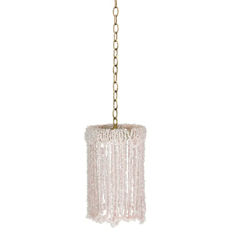 Thornton 8" Chandelier with Quartz Beads - Pink, Brass image