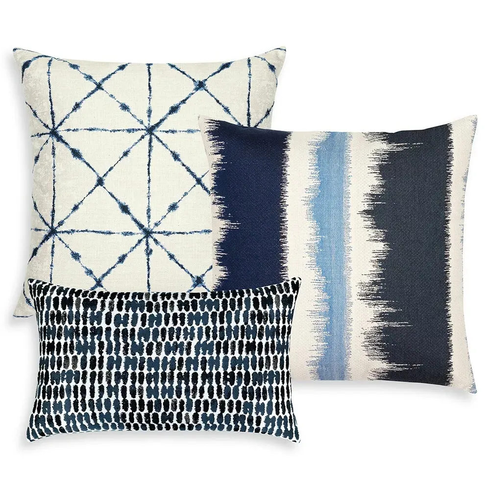 Thumbprint Global Lumbar Pillow - Indigo, Sunbrella Acrylic
