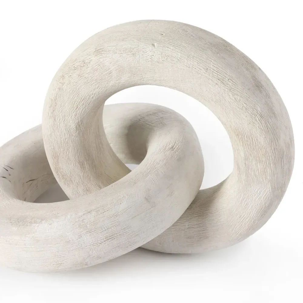Thyra Wood Knot Sculpture - White