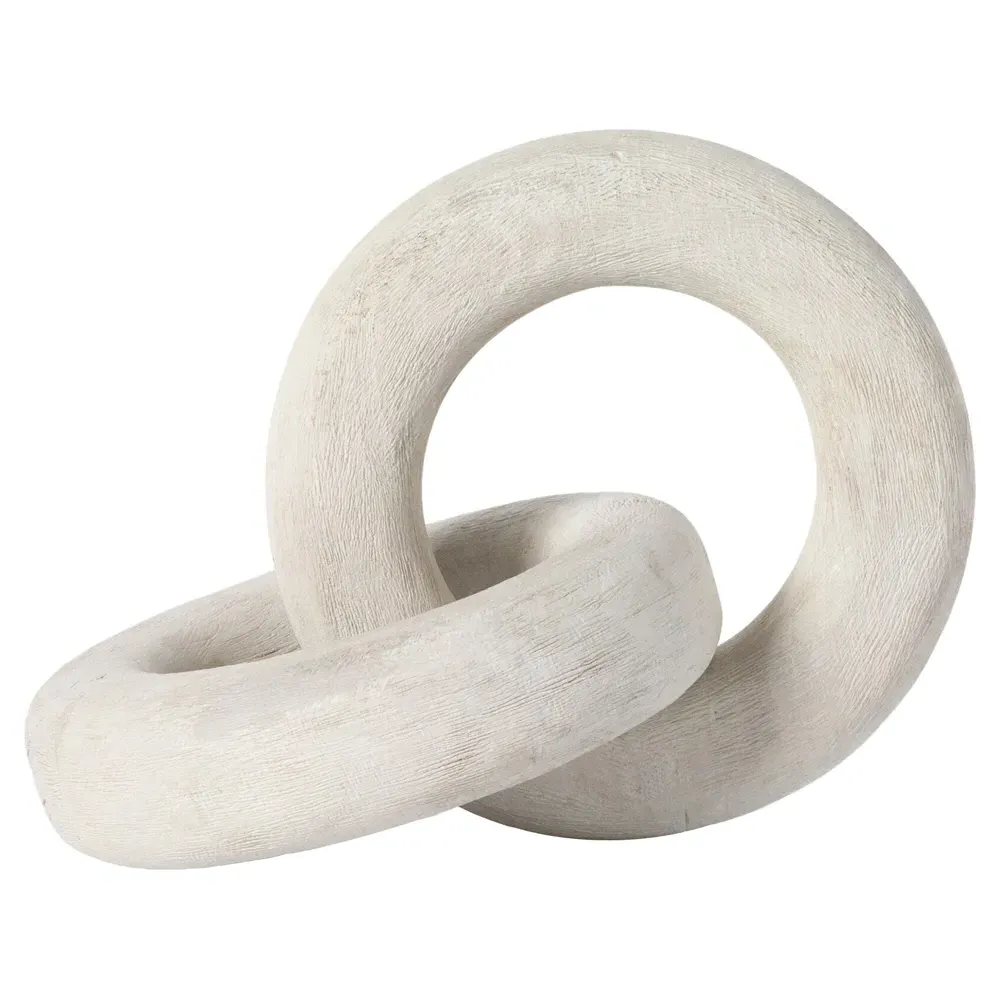 Thyra Wood Knot Sculpture - White