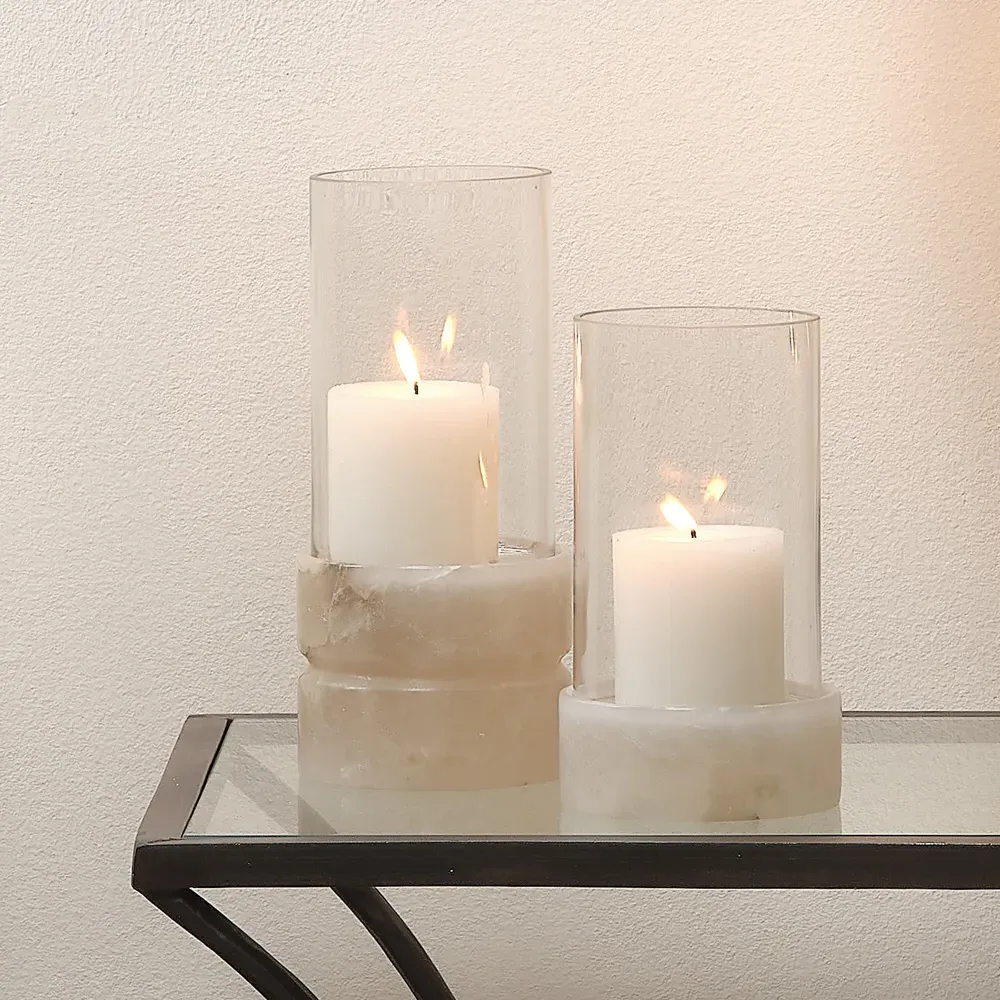 Tia Tall Hurricane Candleholder - Clear, Glass