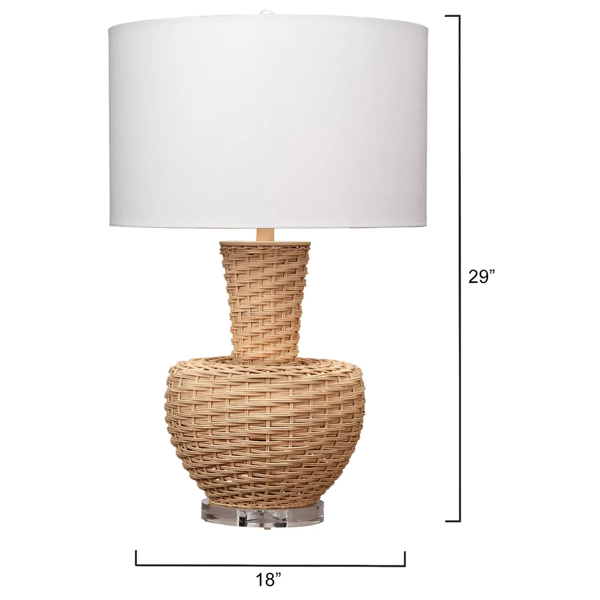 Tiana Coastal Woven Rattan Table Lamp - Brown, Linen