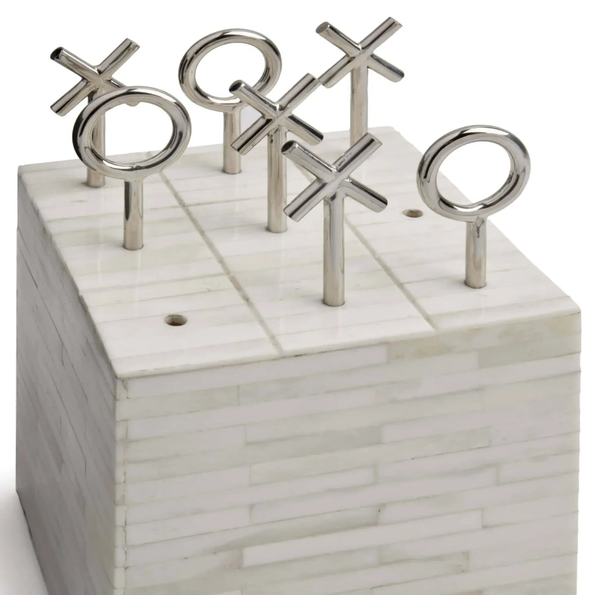 Tic Tac Toe Block Game Set - White, Bone
