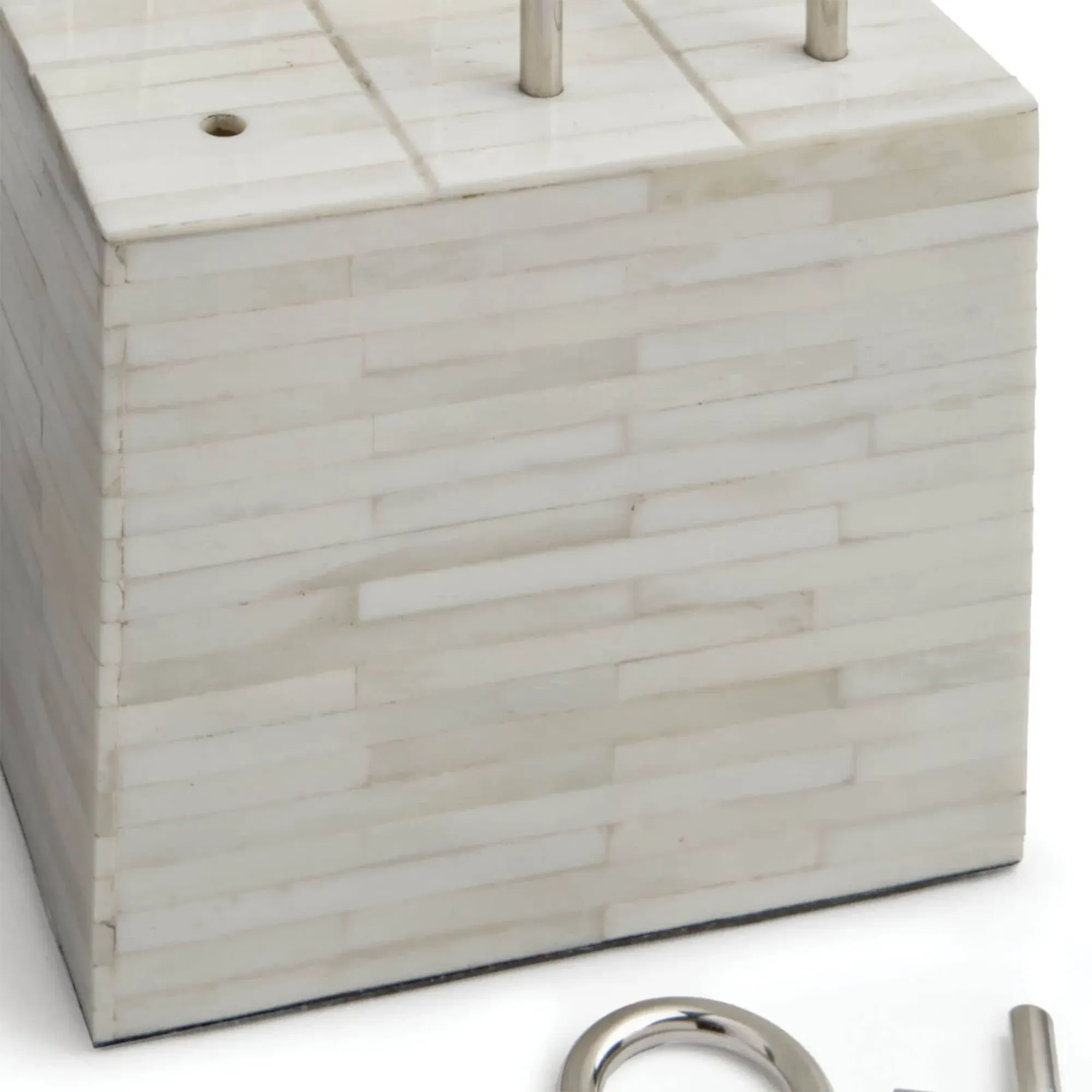 Tic Tac Toe Block Game Set - White, Bone