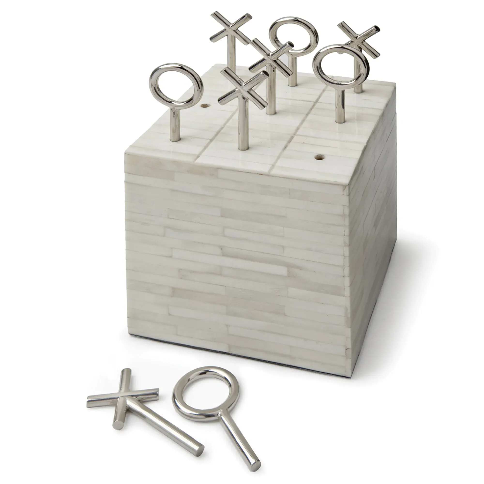 Tic Tac Toe Block Game Set - White, Bone image