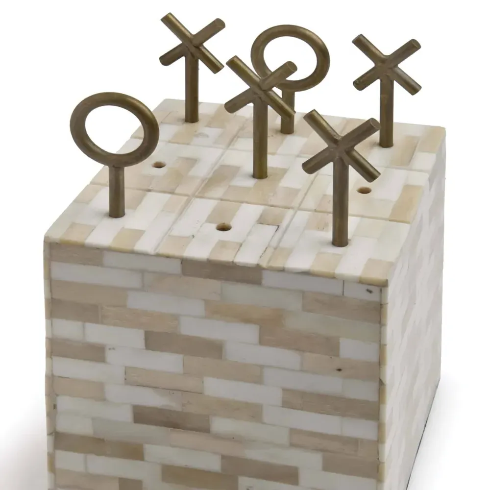 Tic Tac Toe Regency Block Game Set - Brown, Bone