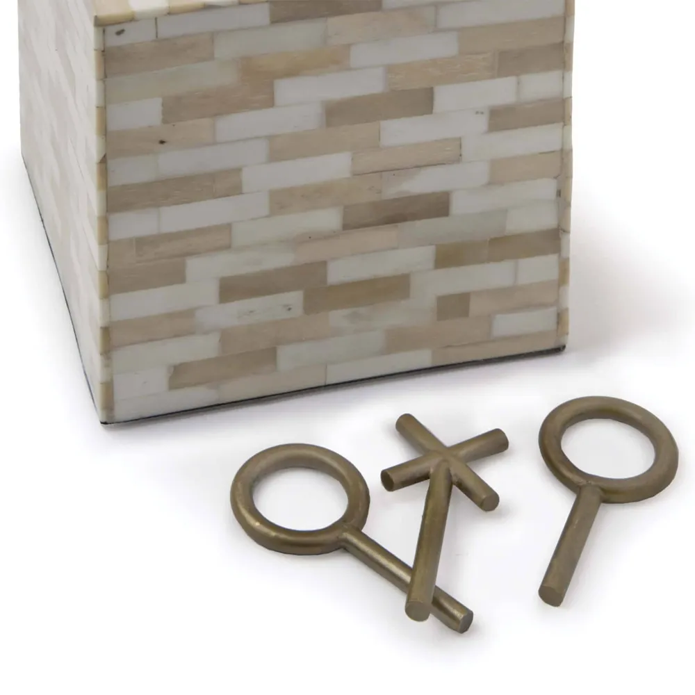 Tic Tac Toe Regency Block Game Set - Brown, Bone