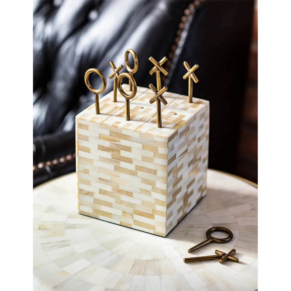 Tic Tac Toe Regency Block Game Set - Brown, Bone