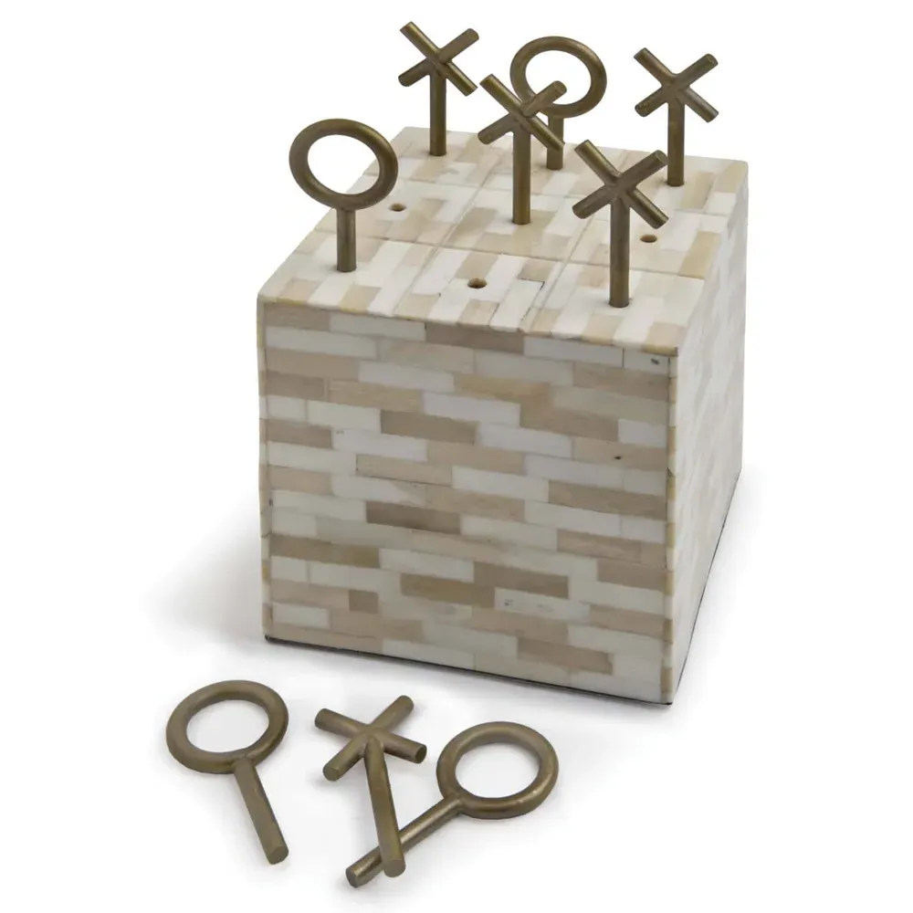 Tic Tac Toe Regency Block Game Set - Brown, Bone