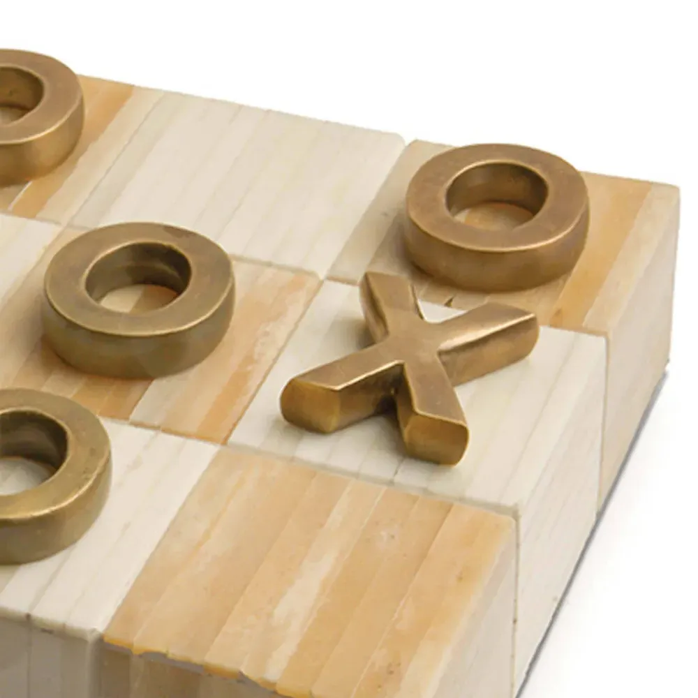 Tic Tac Toe Regency Flat Board Game Set - Brown, Bone