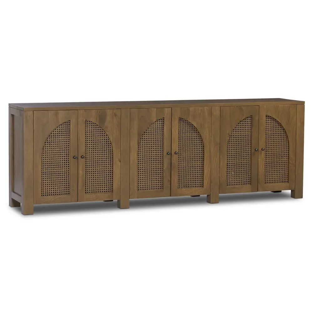 Tilda Arched Cane Sideboard - Taupe, Mango Wood