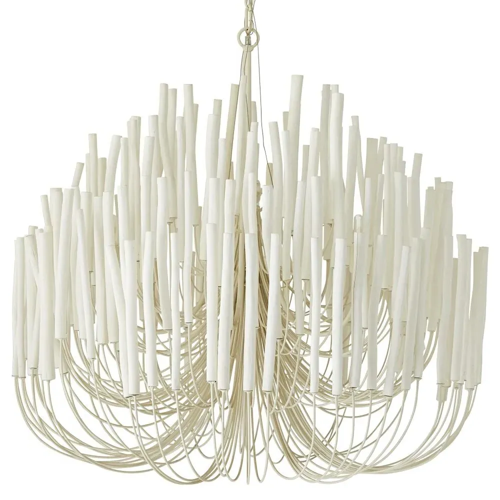 Tilda Large Chandelier - White, Wood Iron