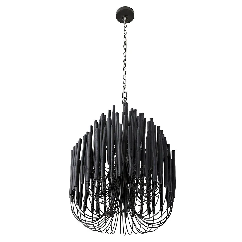 Tilda Small Chandelier - Black, Wood Iron