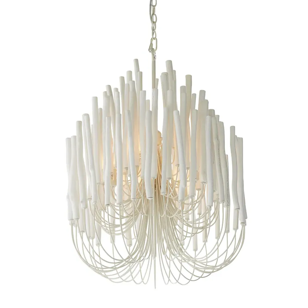 Tilda Small Chandelier - White, Wood Iron
