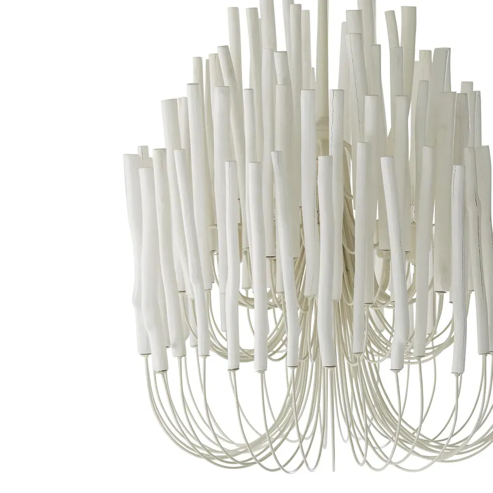 Tilda Small Chandelier - White, Wood Iron