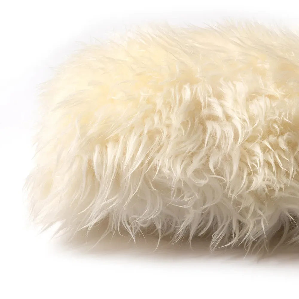 Tili Lumbar Pillow - White, Sheepskin