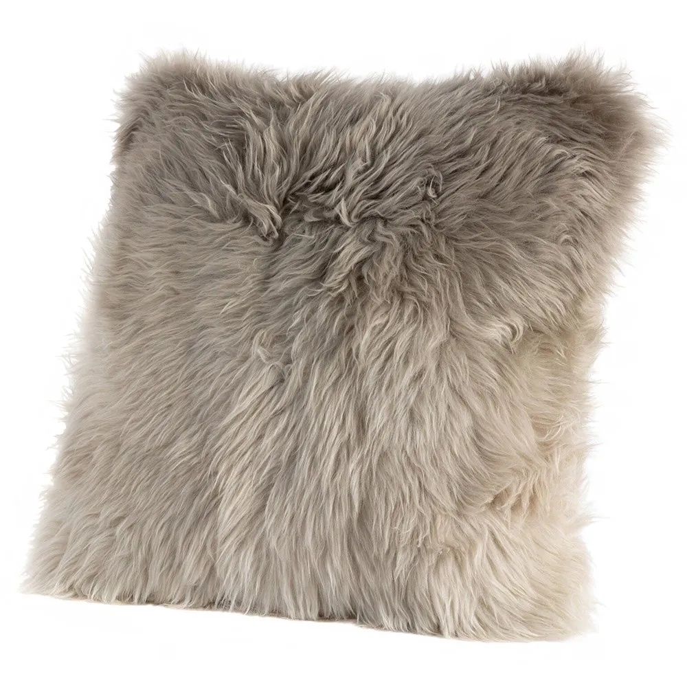 Tili Square Throw Pillow - Light Grey Ombre, Sheepskin