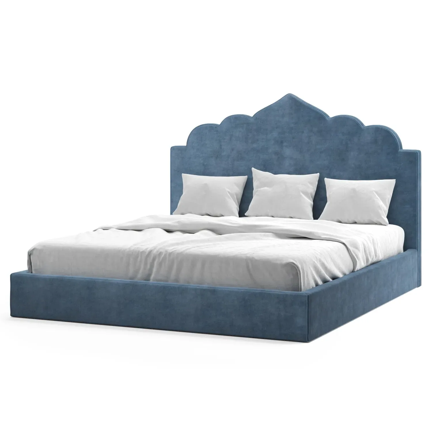 Tillie Cal King Bed Frame - Blue Dusk, Performance Velvet