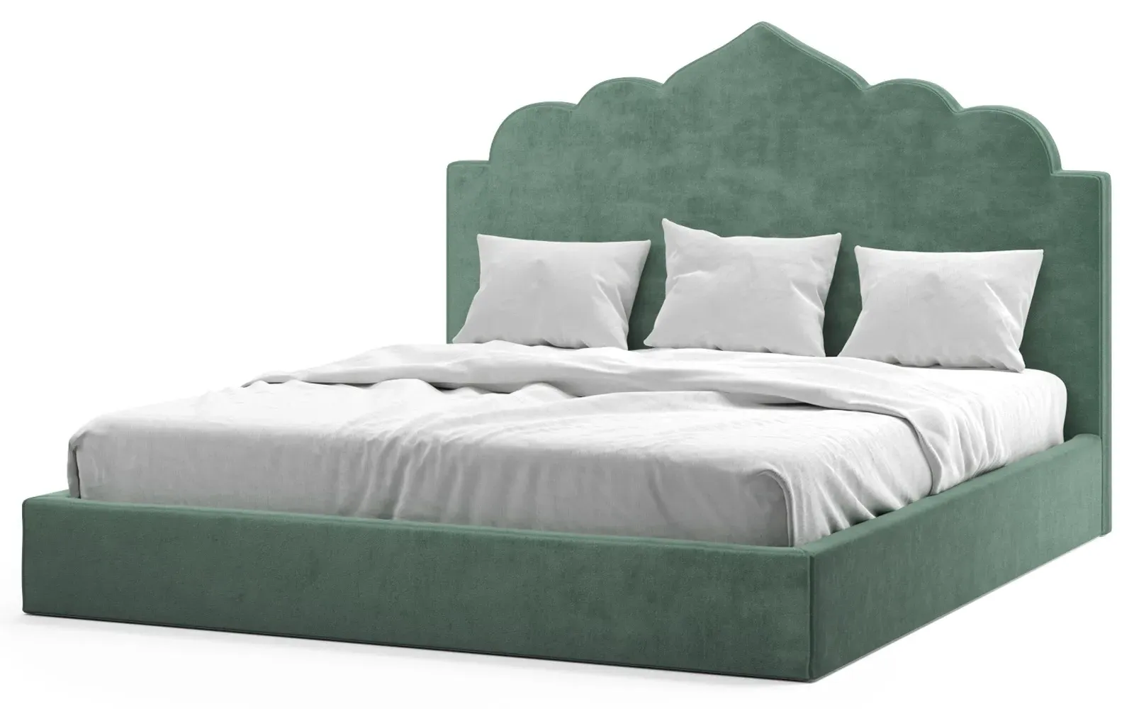 Tillie Cal King Bed Frame - Stone Pine, Performance Velvet