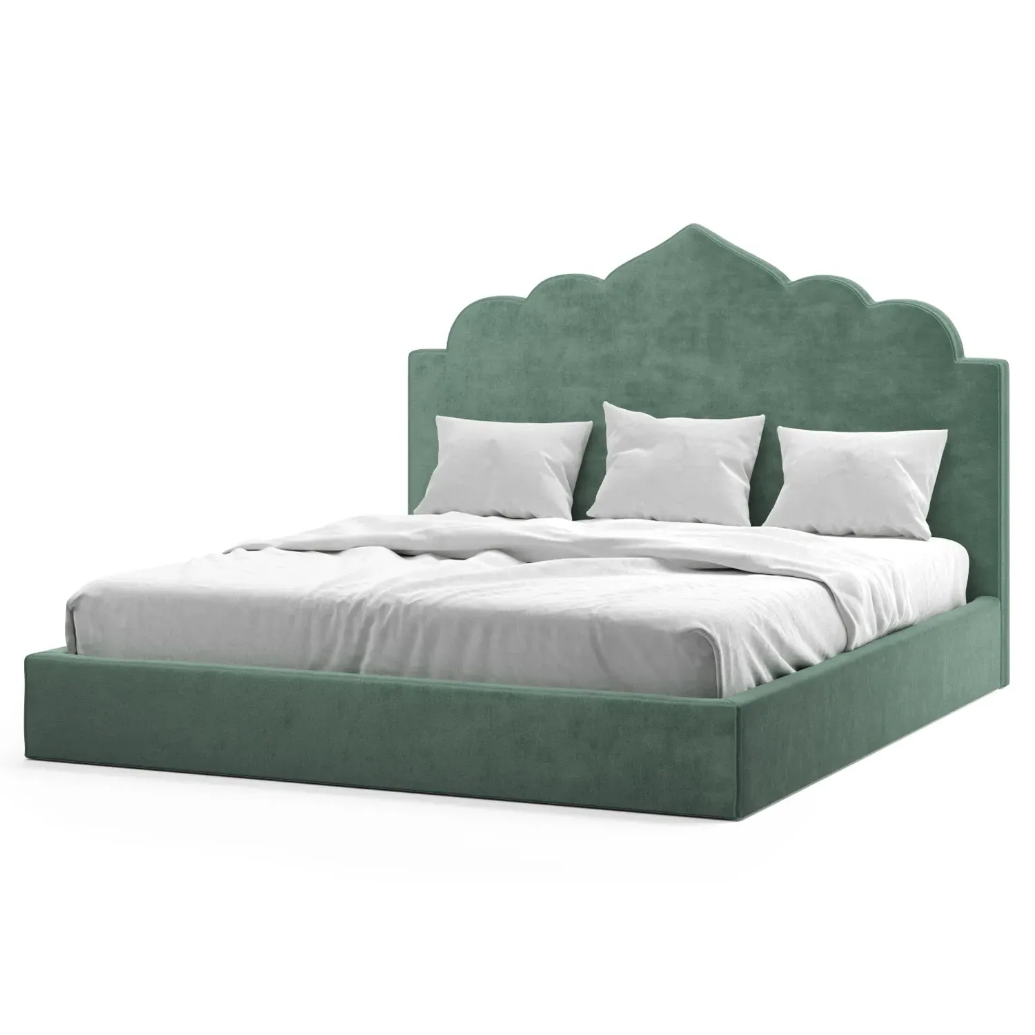 Tillie Cal King Bed Frame - Stone Pine, Performance Velvet
