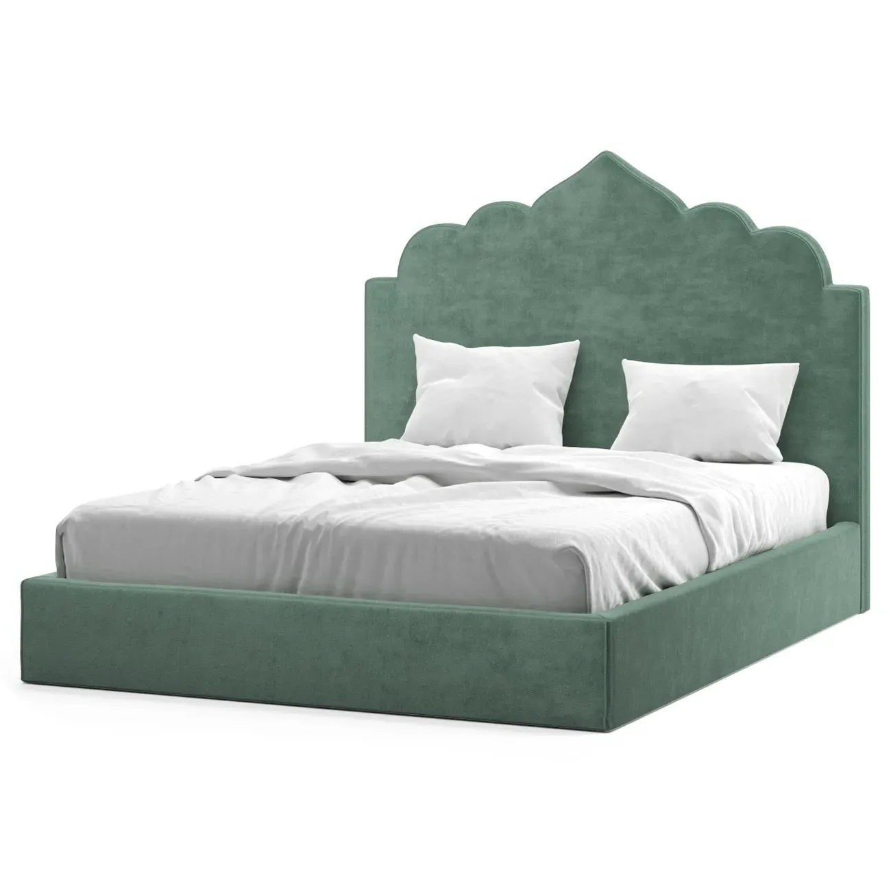 Tillie Full Bed Frame - Stone Pine, Performance Velvet