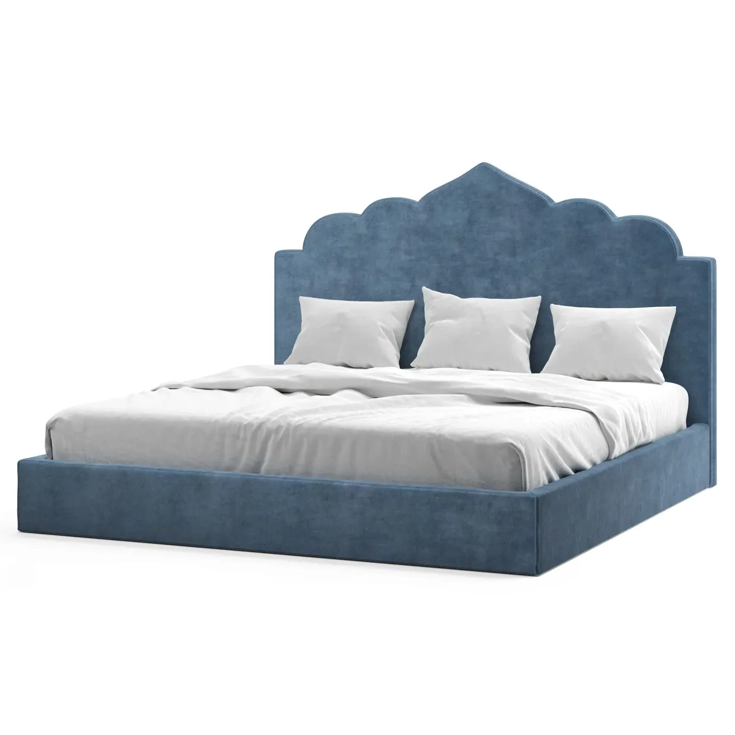Tillie King Bed Frame - Blue Dusk, Performance Velvet