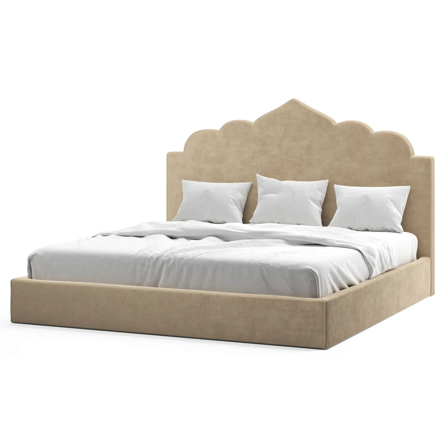 Tillie King Size Bed Frame - Champagne, Performance Velvet