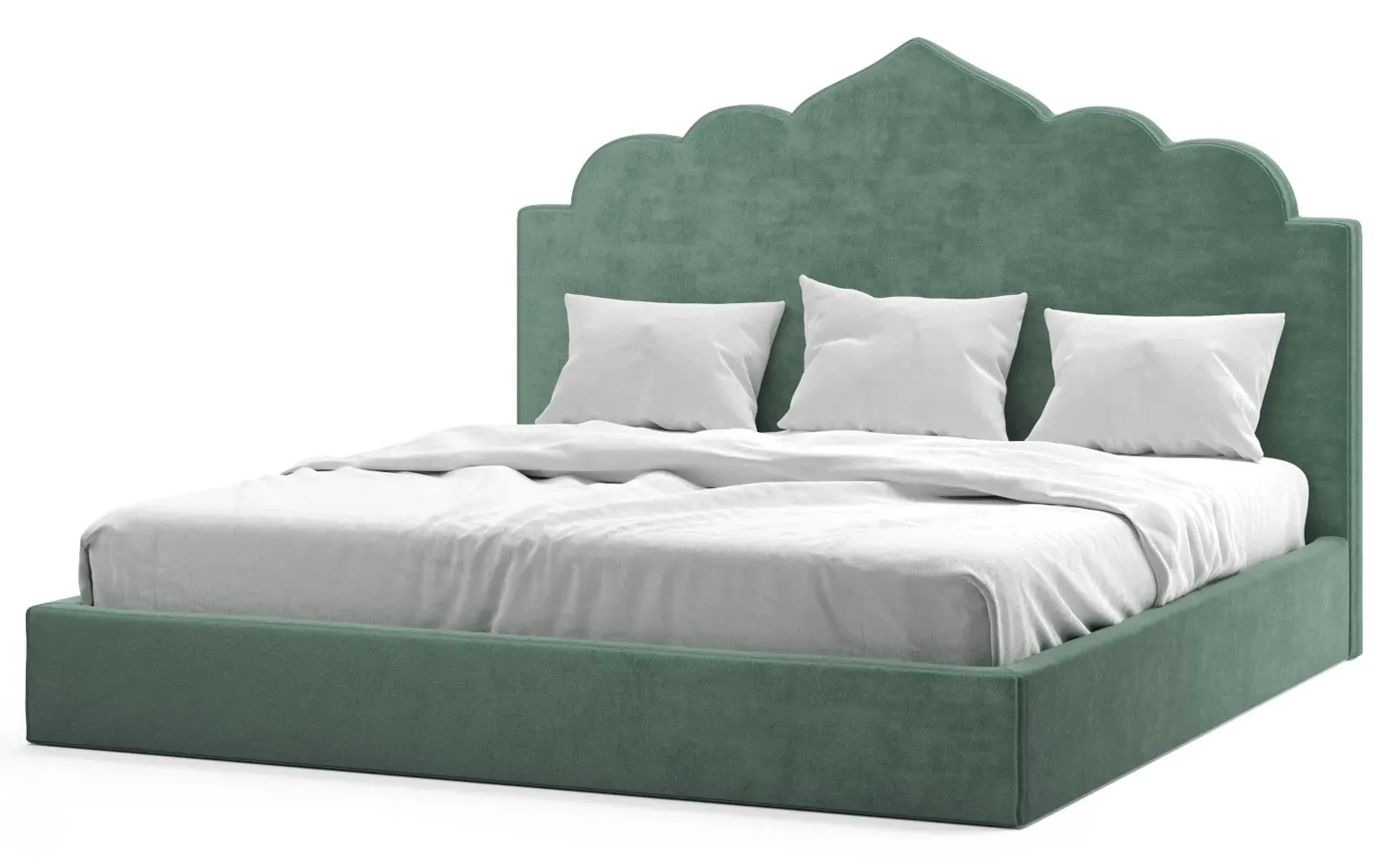 Tillie King Size Bed Frame - Stone Pine, Performance Velvet