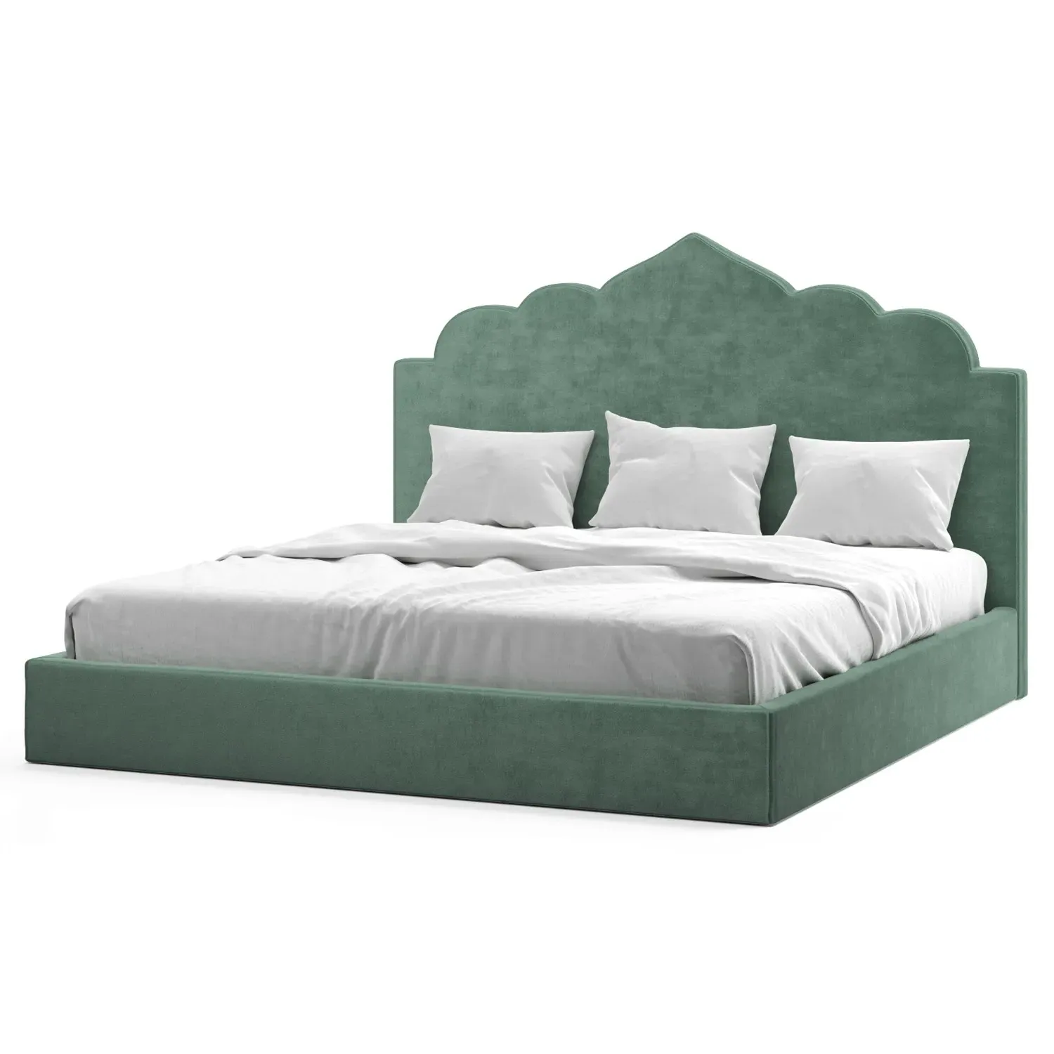 Tillie King Size Bed Frame - Stone Pine, Performance Velvet
