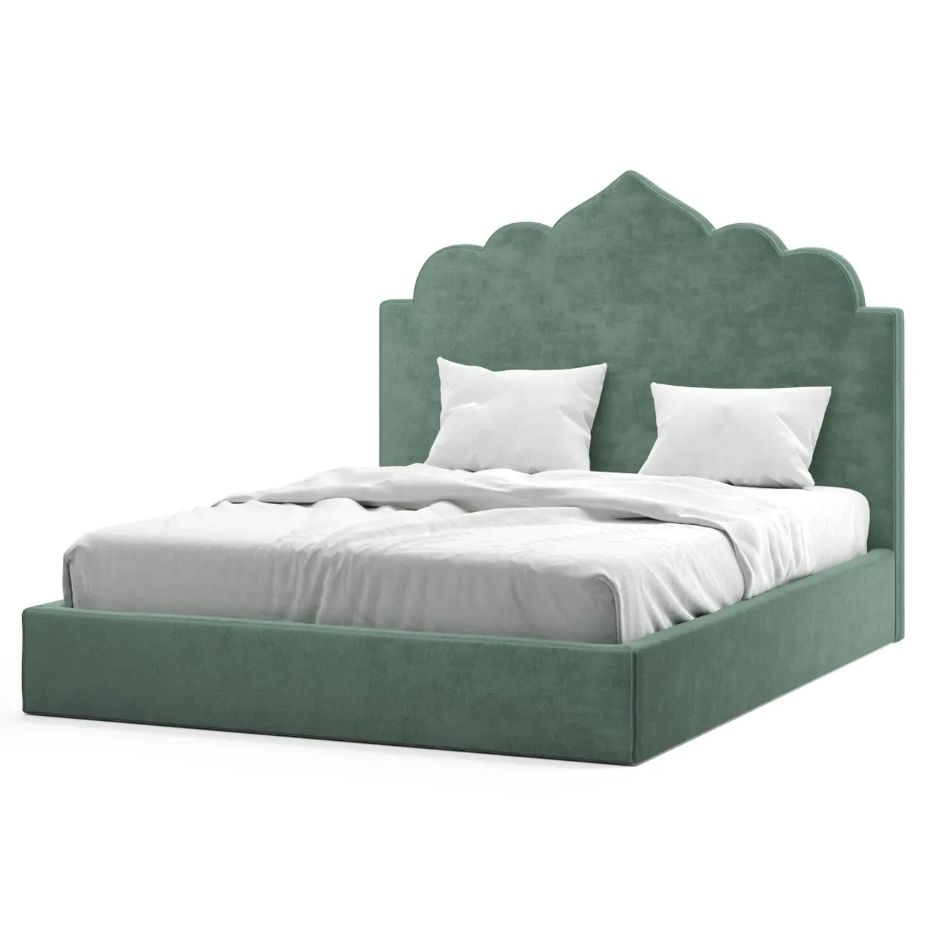 Tillie Queen Bed Frame - Stone Pine, Performance Velvet