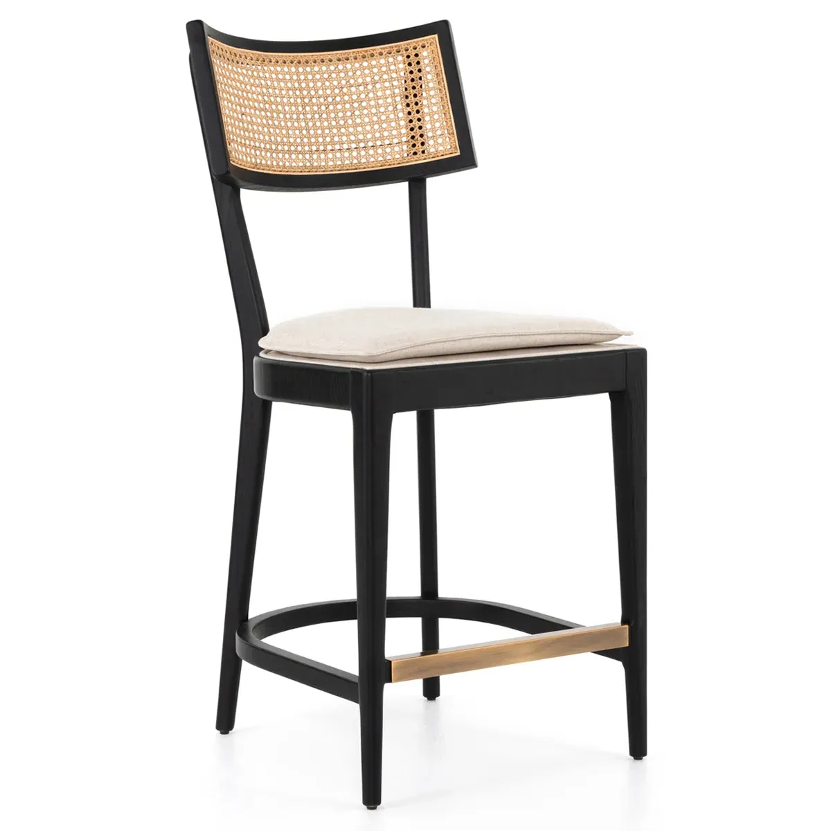 Tina Cane Counter Stool - Black, Cream