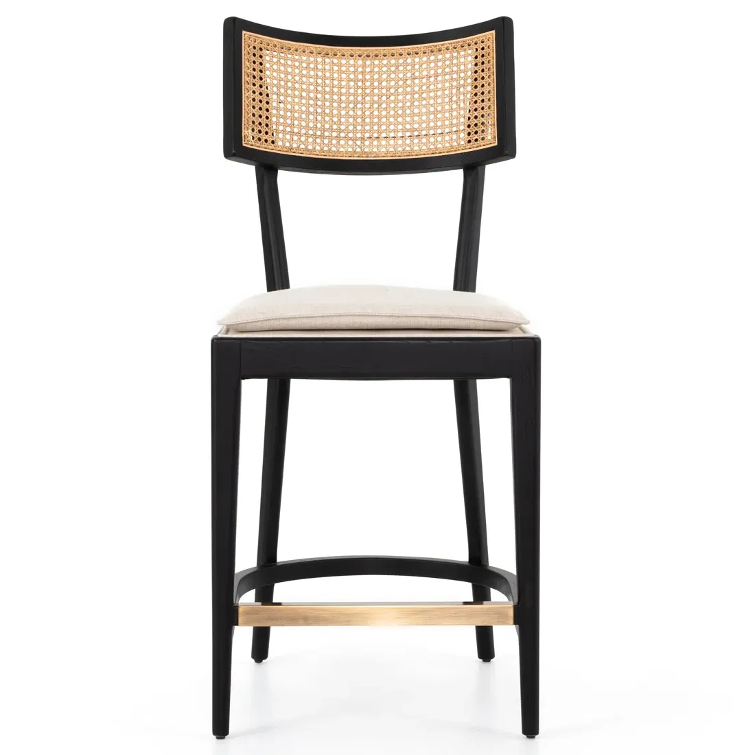 Tina Cane Counter Stool - Black, Cream