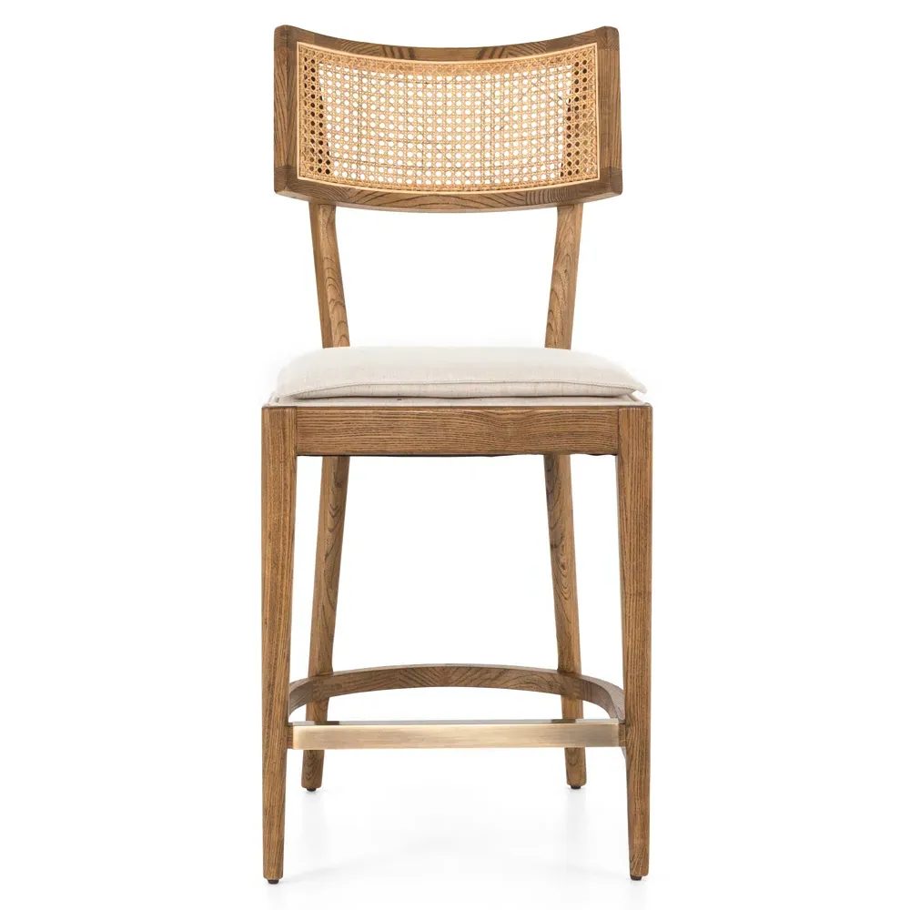 Tina Cane Counter Stool - Brown, Cream