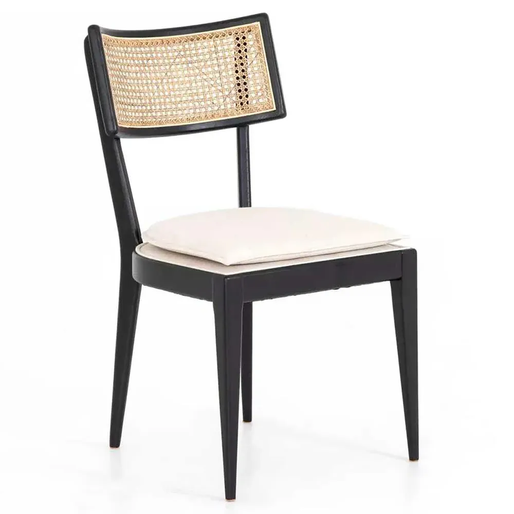 Tina Cane Dining Chair - Black, Beige
