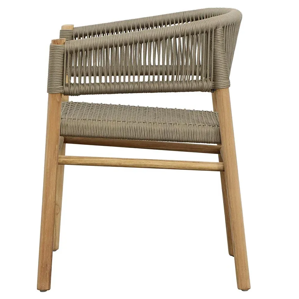Tina Outdoor Dining Arm Chair - Taupe, Teak